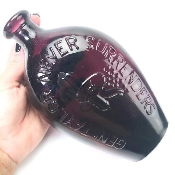 Gen Taylor Never Surrenders Flask Bottle Amethyst color w/ Cannon RARE HTF - Picture 3 of 11